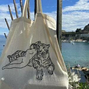 Handmade embroidery tote bag - ύφασμα, ώμου, tote, πάνινες τσάντες - 2