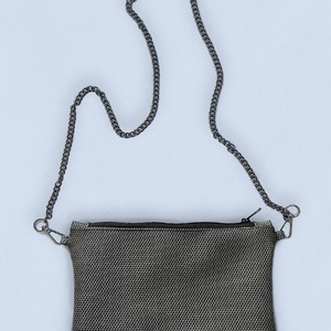 Τσάντα/purse ώμου με αλυσίδα γκρι - ύφασμα, ώμου, all day, μικρές