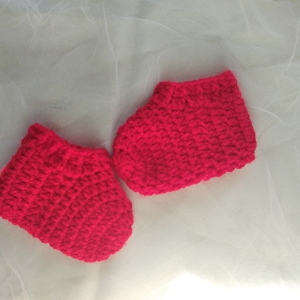 Χειροποίητα Πλεκτά βρεφικά κόκκινα καλτσάκια για αγόρι ή κορίτσι 6-9 μηνών - κορίτσι, αγόρι, δώρα για μωρά, βρεφικά ρούχα - 2