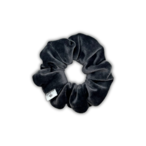 Grey velvet regular scrunchie - ύφασμα, βελούδο, για τα μαλλιά, λαστιχάκια μαλλιών