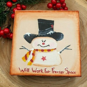 Χριστουγεννιάτικο κουτί ξύλινο μπεζ 13x13(snowman) - ξύλο, ζωγραφισμένα στο χέρι, διακοσμητικά, χιονάνθρωπος - 2