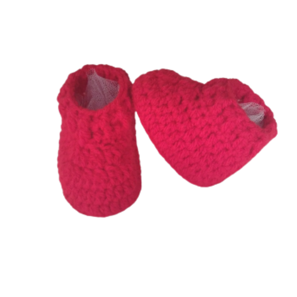 Πλεκτά κόκκινα παπουτσάκια αγκαλιάς (0-3μηνων) - δώρο για νεογέννητο - Black Friday, δώρα για μωρά, αγκαλιάς