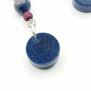 Autumn blue earrings με ημιπολύτιμες χάντρες - μπλε - γυαλί, αιματίτης, ατσάλι, boho, κρεμαστά - 3