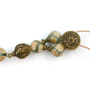 Kομπολόι συλλεκτικό με χάντρες από αχάτη & antique bronze - αχάτης, με φούντες, κορδόνια, κομπολόι, ethnic - 2