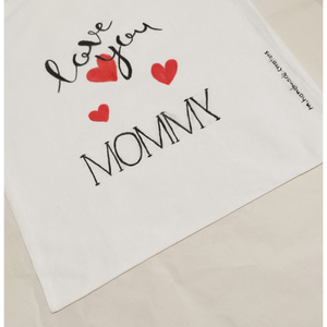 Tote bag ζωγραφισμένη στο χέρι ❤️ l love mommy - ύφασμα, ώμου, all day, tote, πάνινες τσάντες