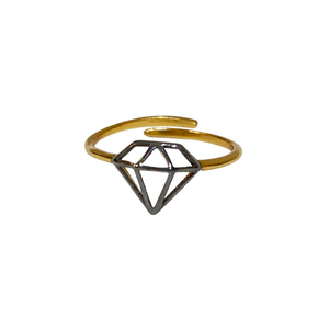 Minimal δακτυλίδι με σχέδιο διαμάντι. Ασήμι 925, Επίχρυσο. One Size - επιχρυσωμένα, ασήμι 925, γεωμετρικά σχέδια, βεράκια, αυξομειούμενα