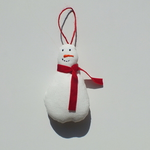 Χριστουγεννιάτικο στολίδι - χιονάνθρωπος - βελούδο, χειροποίητα, χιονάνθρωπος, Black Friday, στολίδια - 2