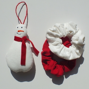 Χριστουγεννιάτικο στολίδι - χιονάνθρωπος - βελούδο, χειροποίητα, χιονάνθρωπος, Black Friday, στολίδια - 3