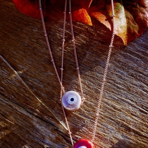 Ceramic eye necklaces - αλυσίδες, ορείχαλκος, μάτι, κοντά - 2