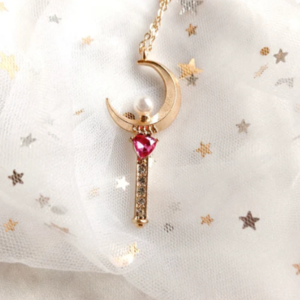 Sailor Moon Power | Κολιέ με ατσάλινη αλυσιδα και φεγγάρι 40εκ-Αντίγραφο - επάργυρα, κοντά, ατσάλι, φθηνά - 2