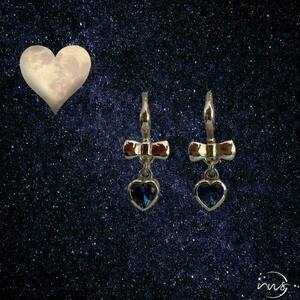 Ασημένια σκουλαρίκια χειροποίητα καρδιά, κρεμαστά με πέτρα μπλε ζιργκόν, - ημιπολύτιμες πέτρες, ασήμι 925, μικρά, γάντζος, δωρο για επέτειο - 3