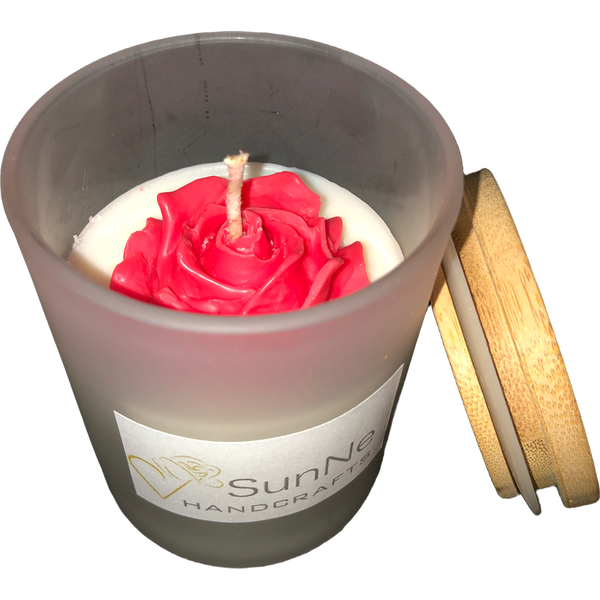 Φυτικό κερί σόγιας με λουλούδι σε δοχείο - κερί, αρωματικά κεριά