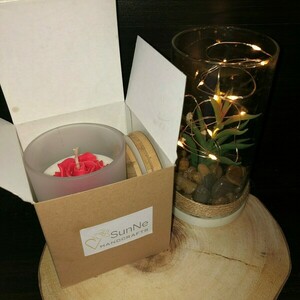 Φυτικό κερί σόγιας με λουλούδι σε δοχείο - κερί, αρωματικά κεριά - 5