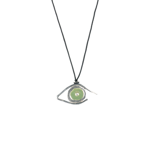 "Eye" Ασημένιο μενταγιόν σε σχήμα μάτι με κορδόνι και σμάλτο - ασήμι, charms, μάτι, μακριά, boho