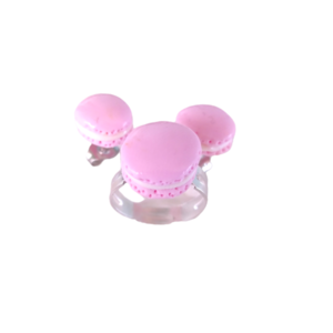 Παιδικό σετ σκουλαρίκια και αυξομειούμενο δαχτυλίδι macarons ροζ με πολυμερικό πηλό / μικρά / ασημί μεταλλικά καρφάκια / Twice Treasured - πηλός, cute, καρφωτά, γλυκά, παιδικά σκουλαρίκια - 2