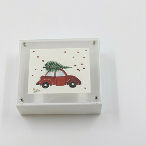 Κουτί διακοσμητικό από plexi glass με χριστουγεννιάτικο αυτοκίνητο - vintage, plexi glass, διακοσμητικά, χριστουγεννιάτικα δώρα, δέντρο - 3