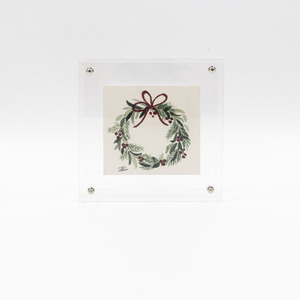 Κουτί διακοσμητικό plexi glass με στεφάνι - μικρό - στεφάνια, plexi glass, διακοσμητικά, χριστουγεννιάτικα δώρα