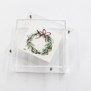 Κουτί διακοσμητικό plexi glass με στεφάνι - μικρό - στεφάνια, plexi glass, διακοσμητικά, χριστουγεννιάτικα δώρα - 2