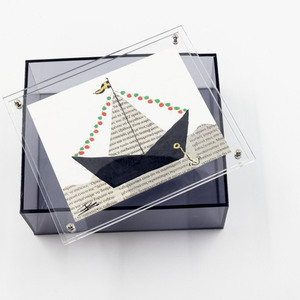 Κουτί διακοσμητικό plexi glass με καραβάκι - μαύρο διάφανο - καραβάκι, plexi glass, διακοσμητικά, χριστουγεννιάτικα δώρα