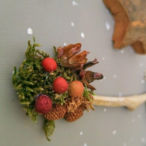 Χριστουγεννιάτικο Δέντρο σε καμβά Β - ξύλο, ρόδι, διακοσμητικά, κουκουνάρι, δέντρο - 4
