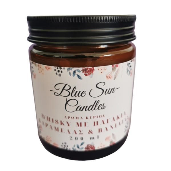 Κερί σόγιας με άρωμα Ουίσκι με Καραμέλα & Βανίλια - BlueSun - δώρα για άντρες, αρωματικά χώρου - 2