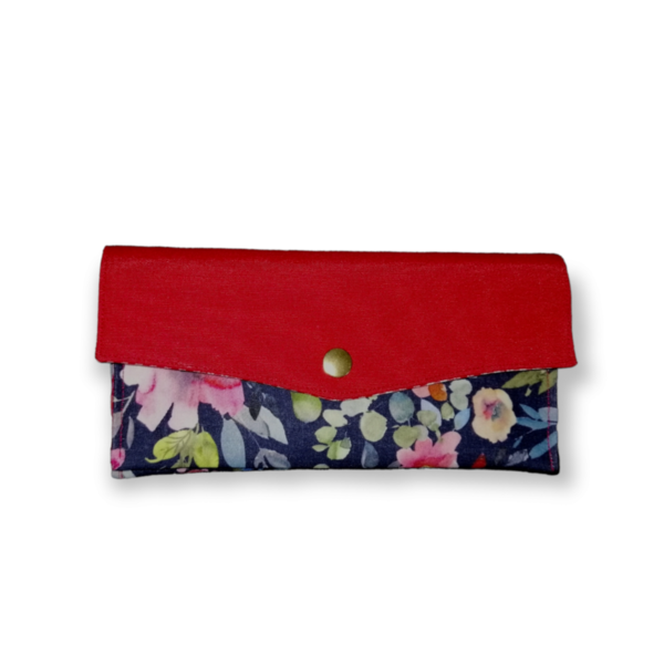 Πορτοφόλι 20*10 Floral Blue Red - ύφασμα, δώρα για γυναίκες, πορτοφόλια