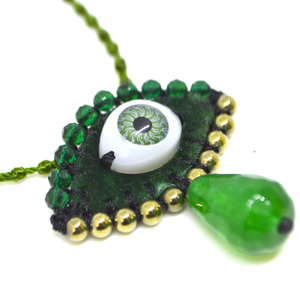 Κολιέ κομποσχοίνι κεντητό πράσινο evil eye - ημιπολύτιμες πέτρες - ημιπολύτιμες πέτρες, μάτι, φυλαχτά