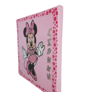 Ποντικουλα ροζ ζωγραφικη σε καμβά με το όνομα του παιδιού 20Χ20εκατ. - κορίτσι, ήρωες κινουμένων σχεδίων, προσωποποιημένα, παιδικοί πίνακες - 4