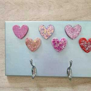 Κρεμάστρα τοίχου παιδική ξύλινη με καρδιές - καρδιά, κορίτσι, για παιδιά, κρεμάστρες - 4