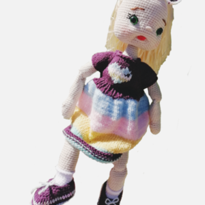 Πλεκτή κουκλίτσα Rainbow dress - κορίτσι, πριγκίπισσα, διακοσμητικά, baby shower, σετ δώρου - 2