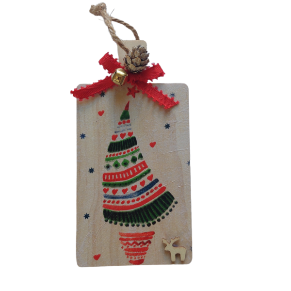 Χριστουγεννιάτικος Διακοσμητικός δίσκος "Christmas Tree" - ξύλο, vintage, διακοσμητικά, δέντρο