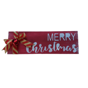 Χριστουγεννιάτικη Διακοσμητική Επιγραφή "Merry Christmas"- κόκκινη - ξύλο, vintage, διακοσμητικά