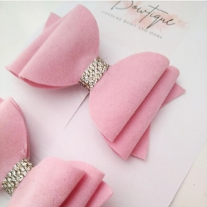 Φιογκάκια μαλλιών "lovely pink" σετ των 2 - ύφασμα, λαστιχάκι, hair clips, δώρο γεννεθλίων - 2