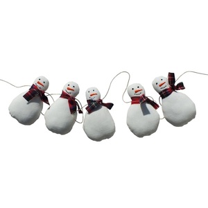 Χριστουγεννιάτικη γιρλάντα με χιονάνθρωπους - ύφασμα, χειροποίητα, party, διακοσμητικά, χριστούγεννα