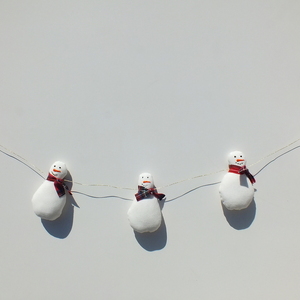 Χριστουγεννιάτικη γιρλάντα με χιονάνθρωπους - ύφασμα, χειροποίητα, party, διακοσμητικά, χριστούγεννα - 2