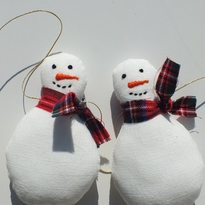 Χριστουγεννιάτικη γιρλάντα με χιονάνθρωπους - ύφασμα, χειροποίητα, party, διακοσμητικά, χριστούγεννα - 3