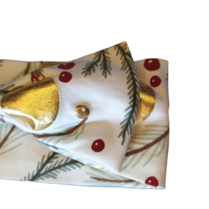 Παιδική Χριστουγεννιάτικη λευκή κορδέλα με φιόγκο "Στολίδι" - ύφασμα, βρεφικά, χριστούγεννα, για παιδιά, κορδέλες μαλλιών - 2