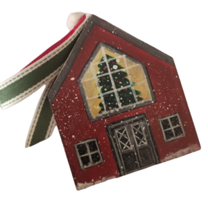 Χριστουγεννιάτικο γούρι σπιτάκι - ξύλο, σπίτι, χιονονιφάδα, γούρια, δέντρο