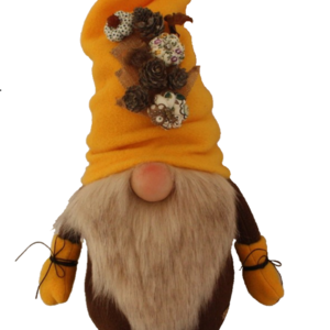 Νάνος (Gnome) υφασμάτινος με ώχρα σκούφο 70 εκ - ύφασμα, μαμά, διακοσμητικά, χριστουγεννιάτικα δώρα, άγιος βασίλης