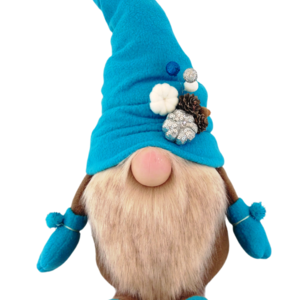Νάνος (Gnome) υφασμάτινος με τιρκουάζ σκούφο 70 εκ - ύφασμα, παππούς, διακοσμητικά, χριστουγεννιάτικα δώρα, άγιος βασίλης