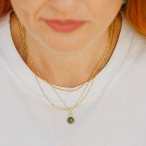 Little Green Necklace-Χειροποίητο μενταγιόν από Ασήμι 925 με Αβεντουρίνη - ημιπολύτιμες πέτρες, ασήμι 925, μενταγιόν