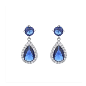 '' FIONA '' Σκουλαρίκια crystal blue lady Σκουλαρίκια με μπλε πέτρα ζιρκόν κρεμαστά από ορείχαλκο - ασήμι, ορείχαλκος, δάκρυ, κρεμαστά, νυφικά