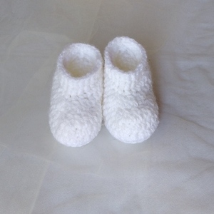 Χειροποίητα Πλεκτά λευκά παπουτσάκια αγκαλιάς (0-3 μηνών) - Δώρο για νεογέννητο - κορίτσι, 0-3 μηνών, δώρο γέννησης, αγκαλιάς - 2