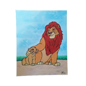 Ο βασιλιάς των λιονταριών ζωγραφικη με ακρυλικά σε καμβά τελαρωμενο διάστασης 30Χ40εκατ - κορίτσι, αγόρι, ήρωες κινουμένων σχεδίων, παιδικοί πίνακες