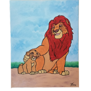 Ο βασιλιάς των λιονταριών ζωγραφικη με ακρυλικά σε καμβά τελαρωμενο διάστασης 30Χ40εκατ - κορίτσι, αγόρι, ήρωες κινουμένων σχεδίων, παιδικοί πίνακες - 2