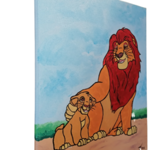 Ο βασιλιάς των λιονταριών ζωγραφικη με ακρυλικά σε καμβά τελαρωμενο διάστασης 30Χ40εκατ - κορίτσι, αγόρι, ήρωες κινουμένων σχεδίων, παιδικοί πίνακες - 3
