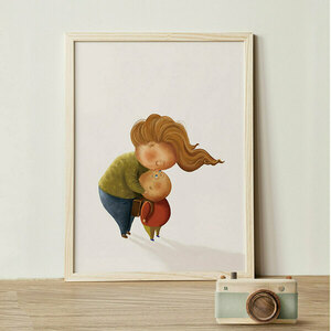Παιδικός πίνακας "Το φιλί της μαμάς" - κορίτσι, αγόρι, παιδικοί πίνακες - 2