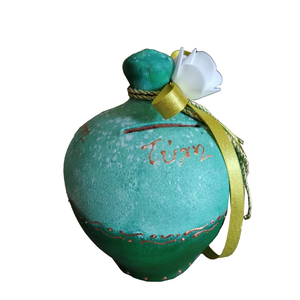Χειροποίητος κεραμικός κουμπαράς πράσινος (15cm) - πηλός, κουμπαράδες, χριστουγεννιάτικα δώρα, γούρια, γούρι 2023