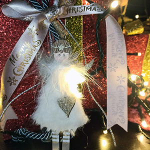 Χριστουγεννιάτικο διακοσμητικό στολίδι - γούρι με αγγελάκι - ξύλο, αγγελάκι, γούρια - 4