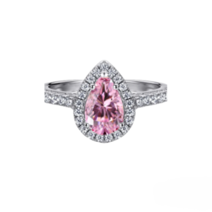Δαχτυλίδι με πέτρα zirgon ροζ Νούμερο 19mm - ορείχαλκος, δάκρυ, γεωμετρικά σχέδια, σταθερά